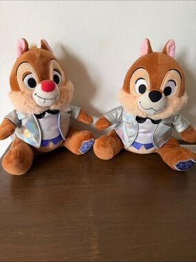 Disney Chip and Dale Plush Duo - Brown with Silver Jackets and Pink Accents